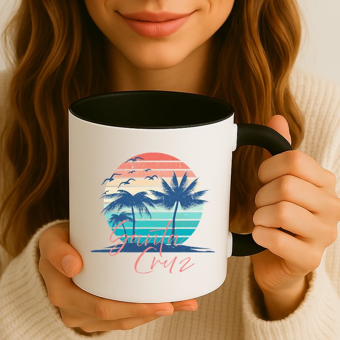 Santa Cruz Vintage Summer Vibes Beach Sunset Retro Palm Tree Mug