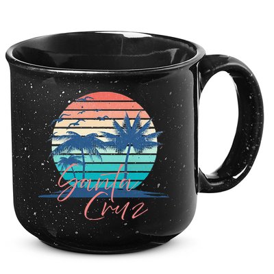Santa Cruz Vintage Summer Vibes Beach Sunset Retro Palm Tree 15oz Campfire Ceramic Mug
