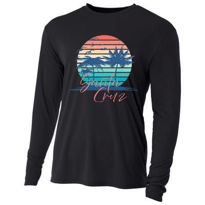 Santa Cruz Vintage Summer Vibes Beach Sunset Retro Palm Tree Cooling Performance Long Sleeve Crew