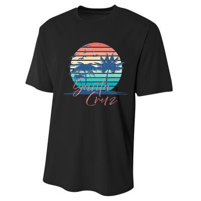 Santa Cruz Vintage Summer Vibes Beach Sunset Retro Palm Tree Performance Sprint T-Shirt