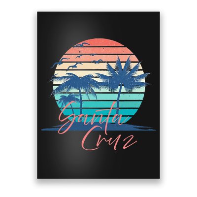 Santa Cruz Vintage Summer Vibes Beach Sunset Retro Palm Tree Poster