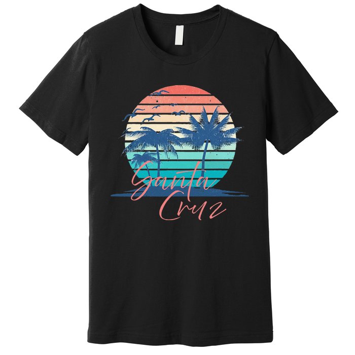 Santa Cruz Vintage Summer Vibes Beach Sunset Retro Palm Tree Premium T-Shirt