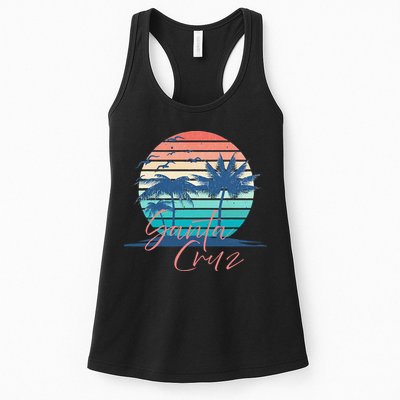 Santa Cruz Vintage Summer Vibes Beach Sunset Retro Palm Tree Womens Tank Top