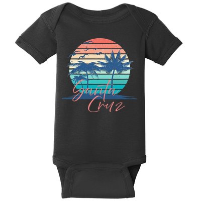 Santa Cruz Vintage Summer Vibes Beach Sunset Retro Palm Tree Baby Bodysuit