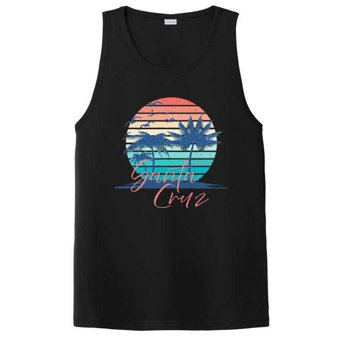 Santa Cruz Vintage Summer Vibes Beach Sunset Retro Palm Tree PosiCharge Competitor Tank