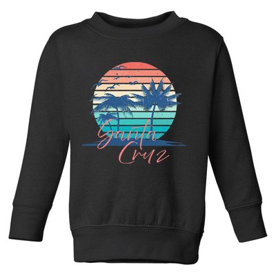 Santa Cruz Vintage Summer Vibes Beach Sunset Retro Palm Tree Toddler Sweatshirt