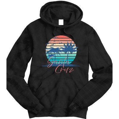 Santa Cruz Vintage Summer Vibes Beach Sunset Retro Palm Tree Tie Dye Hoodie