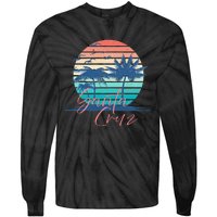 Santa Cruz Vintage Summer Vibes Beach Sunset Retro Palm Tree Tie-Dye Long Sleeve Shirt