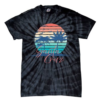 Santa Cruz Vintage Summer Vibes Beach Sunset Retro Palm Tree Tie-Dye T-Shirt