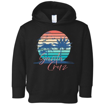 Santa Cruz Vintage Summer Vibes Beach Sunset Retro Palm Tree Toddler Hoodie