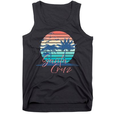 Santa Cruz Vintage Summer Vibes Beach Sunset Retro Palm Tree Tank Top