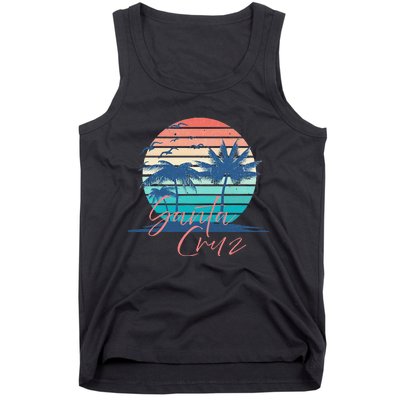 Santa Cruz Vintage Summer Vibes Beach Sunset Retro Palm Tree Tank Top