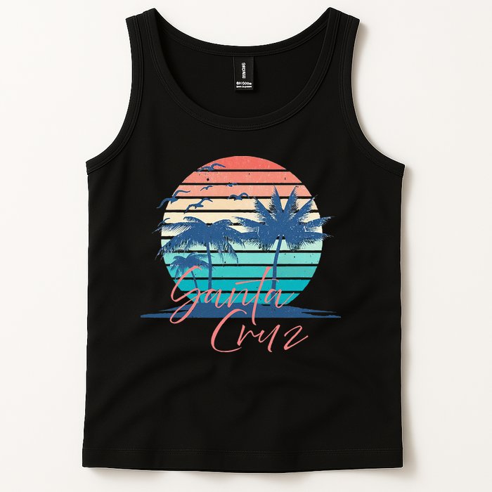 Santa Cruz Vintage Summer Vibes Beach Sunset Retro Palm Tree Tank Top