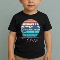 Santa Cruz Vintage Summer Vibes Beach Sunset Retro Palm Tree Toddler T-Shirt
