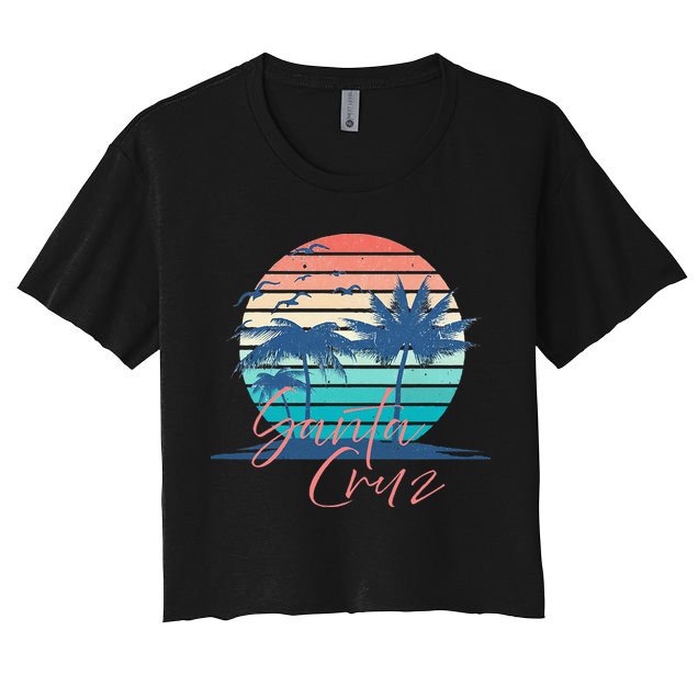 Santa Cruz Vintage Summer Vibes Beach Sunset Retro Palm Tree Crop Top