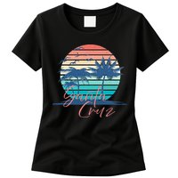 Santa Cruz Vintage Summer Vibes Beach Sunset Retro Palm Tree Womens T-Shirt