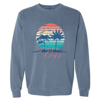 Santa Cruz Vintage Summer Vibes Beach Sunset Retro Palm Tree Garment-Dyed Sweatshirt