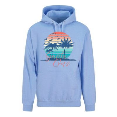 Santa Cruz Vintage Summer Vibes Beach Sunset Retro Palm Tree Unisex Surf Hoodie