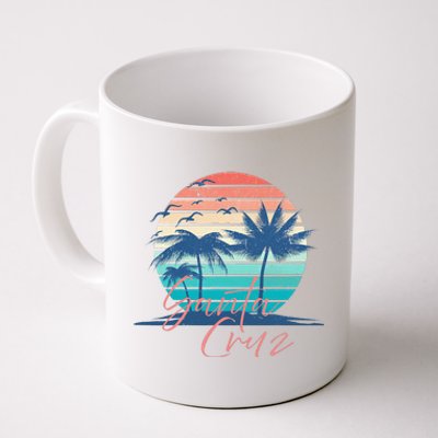 Santa Cruz Vintage Summer Vibes Beach Sunset Retro Palm Tree Coffee Mug