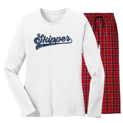 Skipper Cute Vintage Graphic Women's Long Sleeve Flannel Pajama Set 