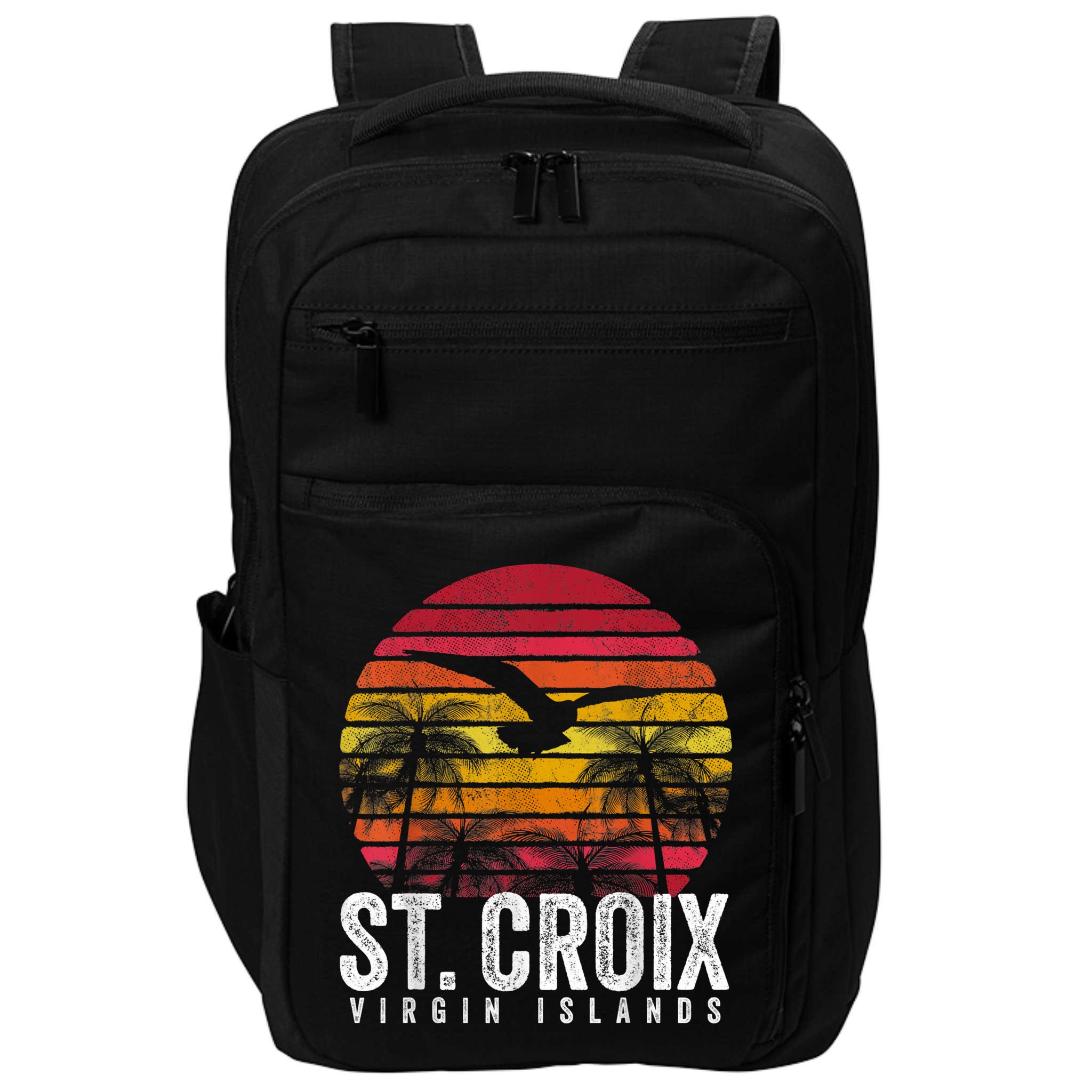 St. Croix Vintage Retro Sunset Beach Island Gift Impact Tech Backpack