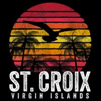 St. Croix Vintage Retro Sunset Beach Island Gift Button