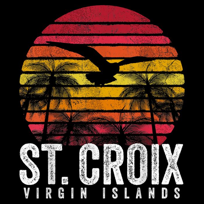 St. Croix Vintage Retro Sunset Beach Island Gift Button