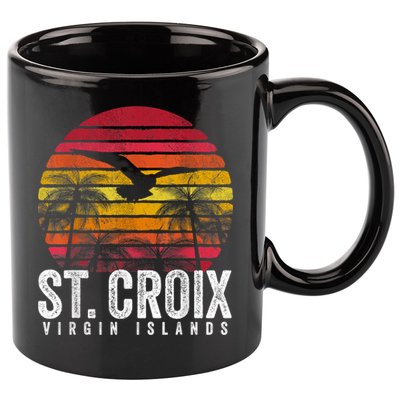 St. Croix Vintage Retro Sunset Beach Island Gift 11oz C Handle Ceramic Mug