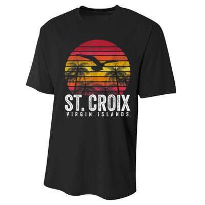 St. Croix Vintage Retro Sunset Beach Island Gift Performance Sprint T-Shirt