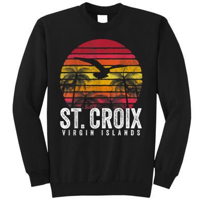 St. Croix Vintage Retro Sunset Beach Island Gift Tall Sweatshirt