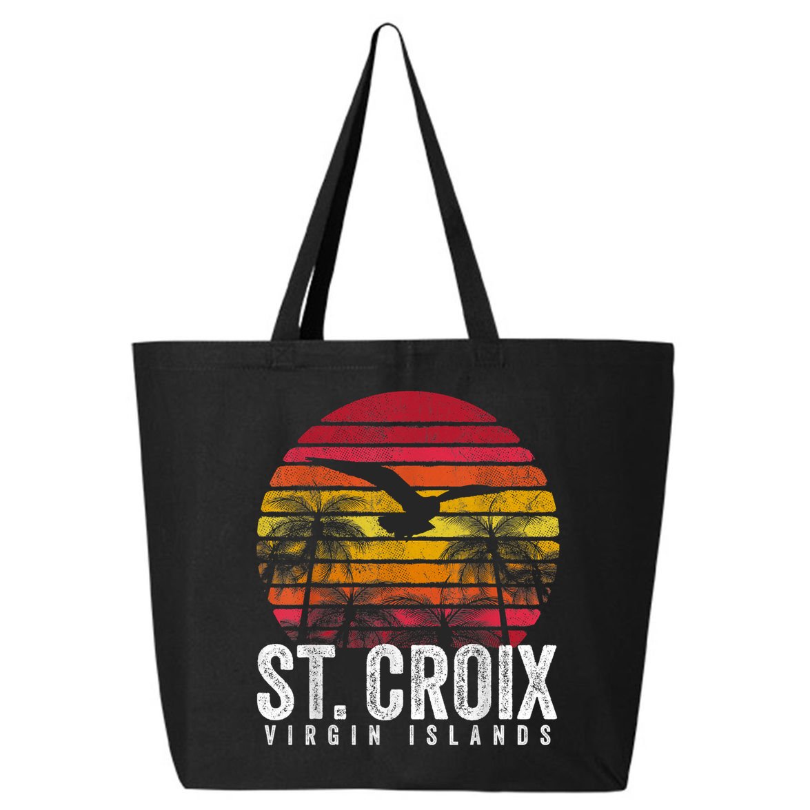 St. Croix Vintage Retro Sunset Beach Island Gift 25L Jumbo Tote