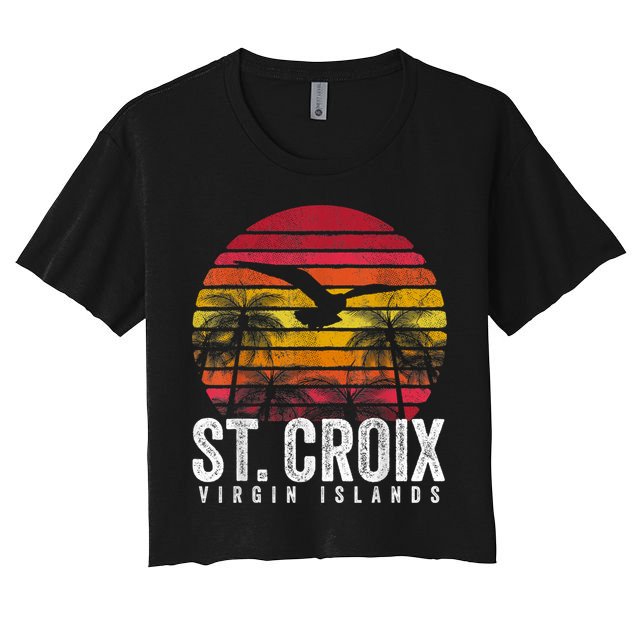 St. Croix Vintage Retro Sunset Beach Island Gift Crop Top