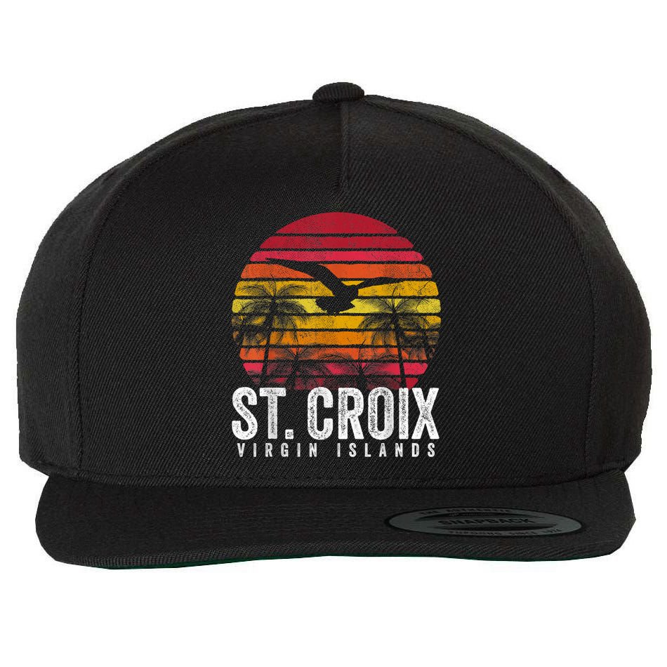 St. Croix Vintage Retro Sunset Beach Island Gift Wool Snapback Cap