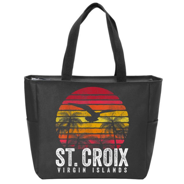 St. Croix Vintage Retro Sunset Beach Island Gift Zip Tote Bag