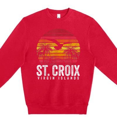 St. Croix Vintage Retro Sunset Beach Island Gift Premium Crewneck Sweatshirt