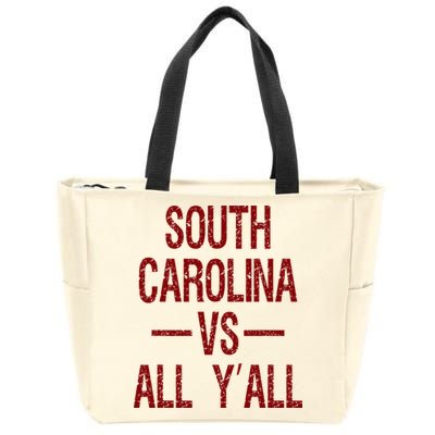 South Carolina Vs All YAll Vintage Weathered Southerner Zip Tote Bag