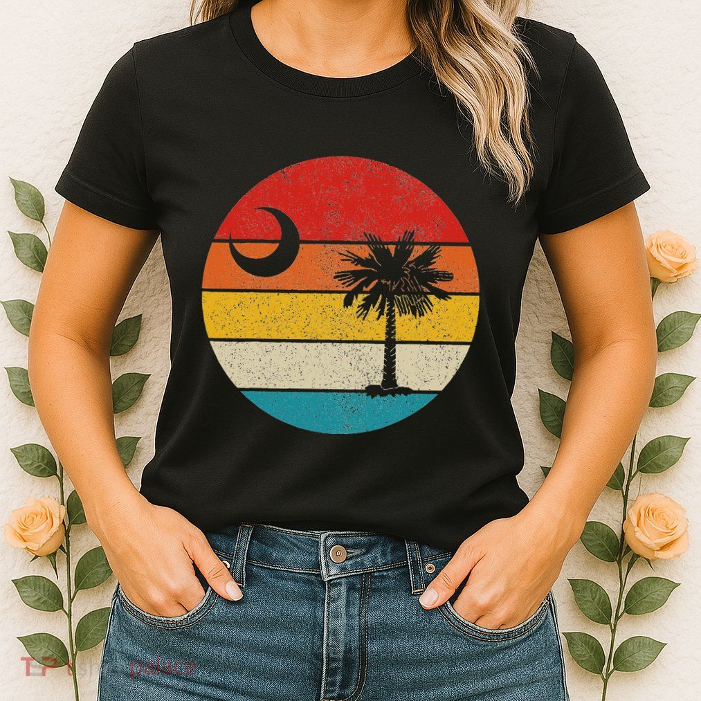 South Carolina Vintage State Flag Palmetto Moon Sc Pride Womens T-Shirt