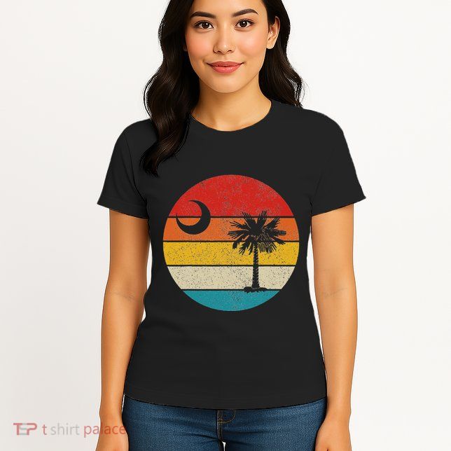 South Carolina Vintage State Flag Palmetto Moon Sc Pride Womens T-Shirt