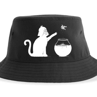 Cat And Fish Bow Parody Sustainable Bucket Hat