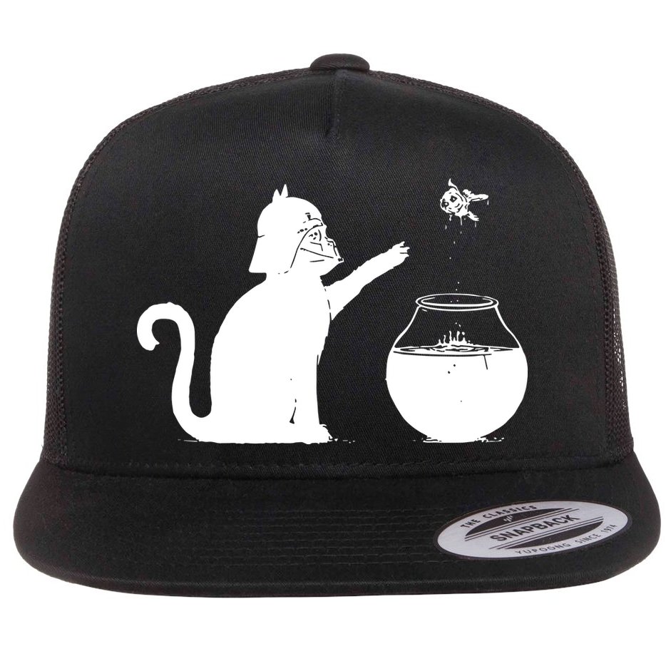 Cat And Fish Bow Parody Flat Bill Trucker Hat