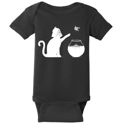 Cat And Fish Bow Parody Baby Bodysuit