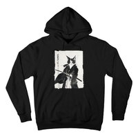 Samurai Cat Vintage Ukiyoe Warrior Art Graphic Cat Hoodie