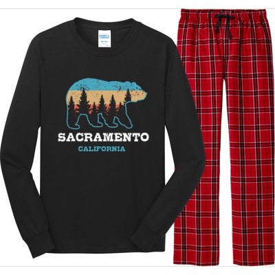 Sacramento California Vintage Bear Grizzly Nature Souvenir Long Sleeve Pajama Set