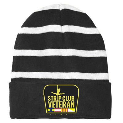 Strip Club Veteran Striped Beanie with Solid Band