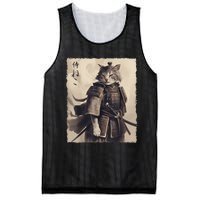 Samurai Cat Vintage Ukiyo E Cool Warrior Cat Japanese Art Mesh Reversible Basketball Jersey Tank