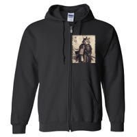 Samurai Cat Vintage Ukiyo E Cool Warrior Cat Japanese Art Full Zip Hoodie