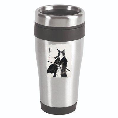 Samurai Cat Vintage Ukiyo-e Warrior Art Graphic Cat Art 16oz Travel Tumbler