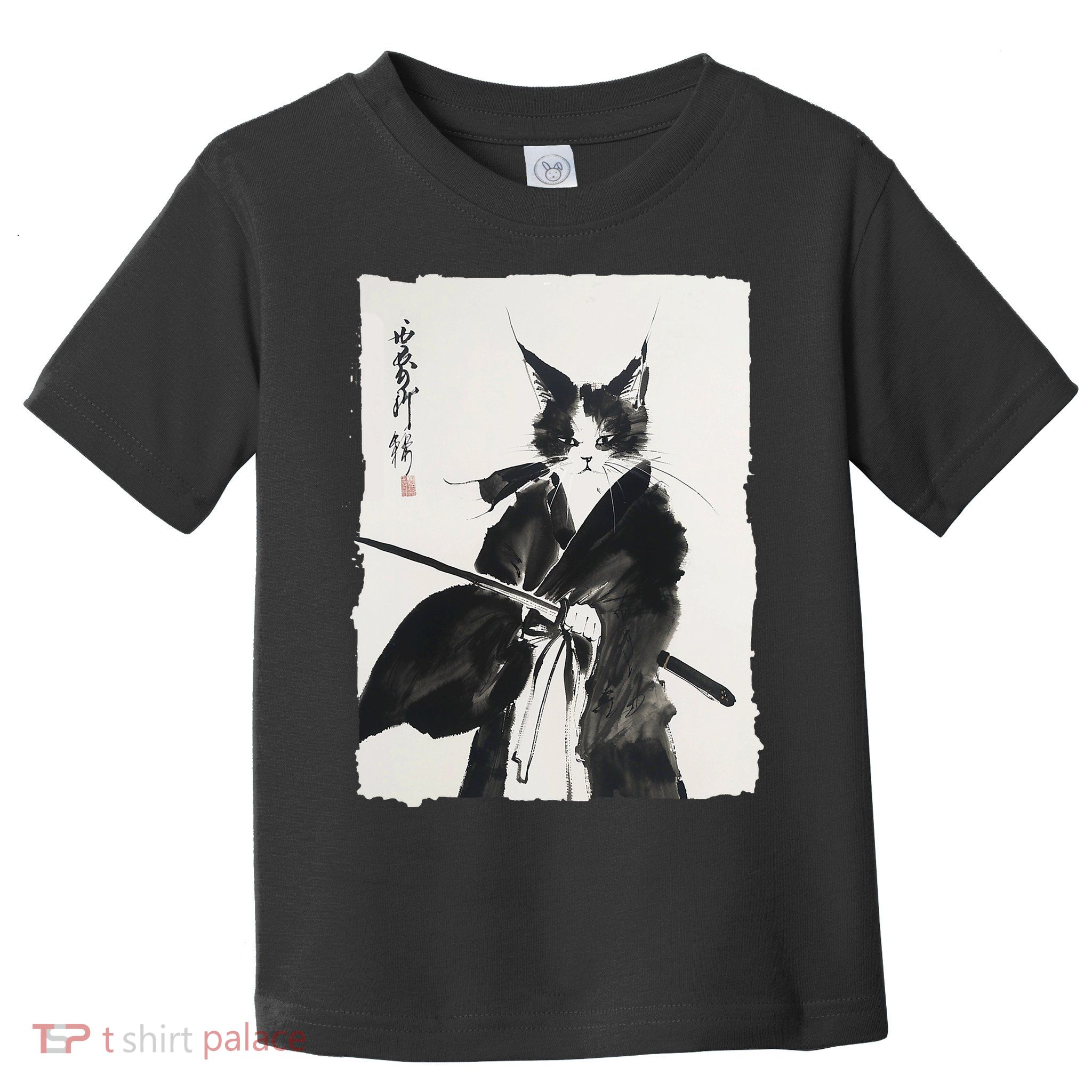 Samurai Cat Vintage Ukiyo-e Warrior Art Graphic Cat Art Toddler T-Shirt