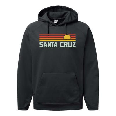 Santa Cruz Vintage Beach Sunset California Santa Cruz Summer Performance Fleece Hoodie