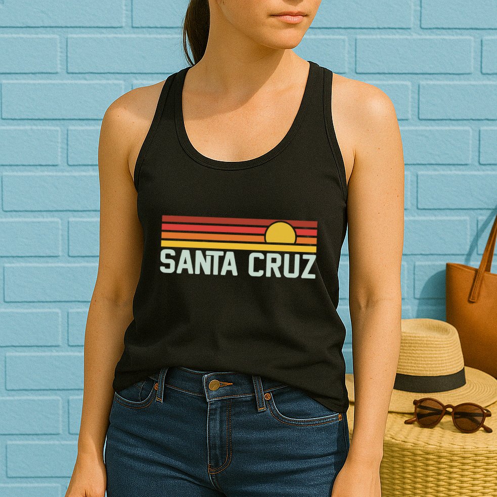 Santa Cruz Vintage Beach Sunset California Santa Cruz Summer Womens Tank Top